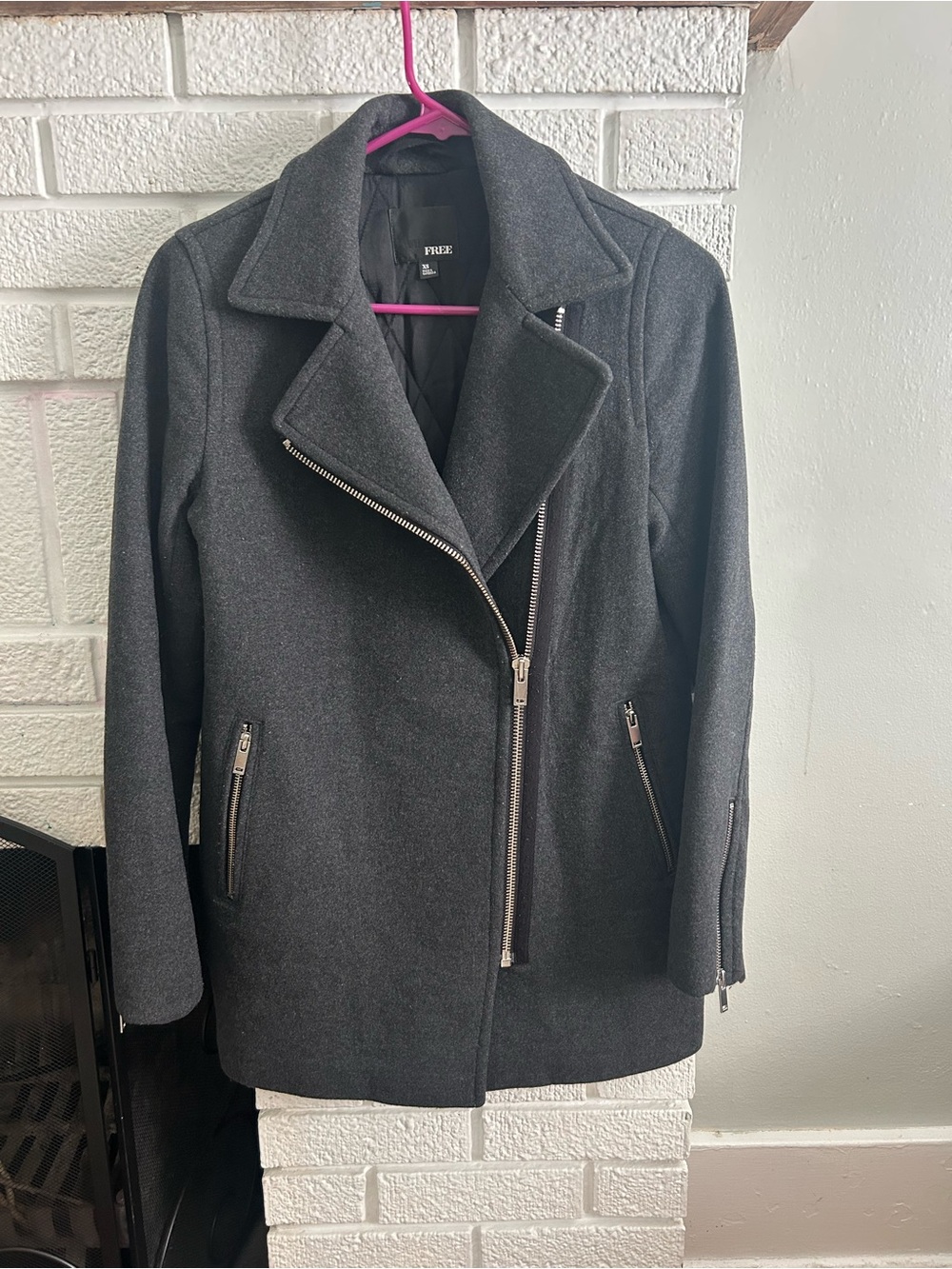 Aritzia Wilfred XS Moto Coat, Asymmetrical Zipper, 75% Wool 5% Cashmere
